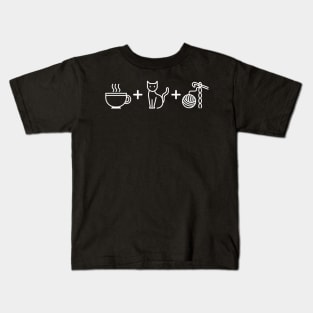 Coffee, Cats & Crochet - black Kids T-Shirt